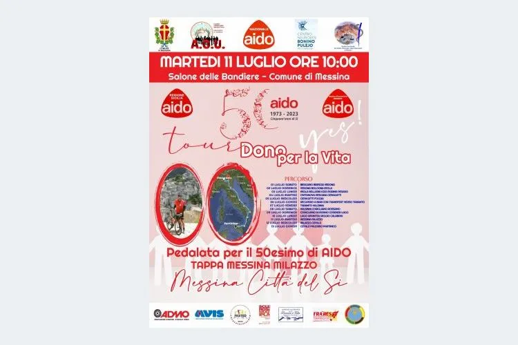 50simo anniversario della fondazione di AIDO: domani l'Amministrazione Basile riceve a palazzo Zanca il ciclista amatoriale Speciale