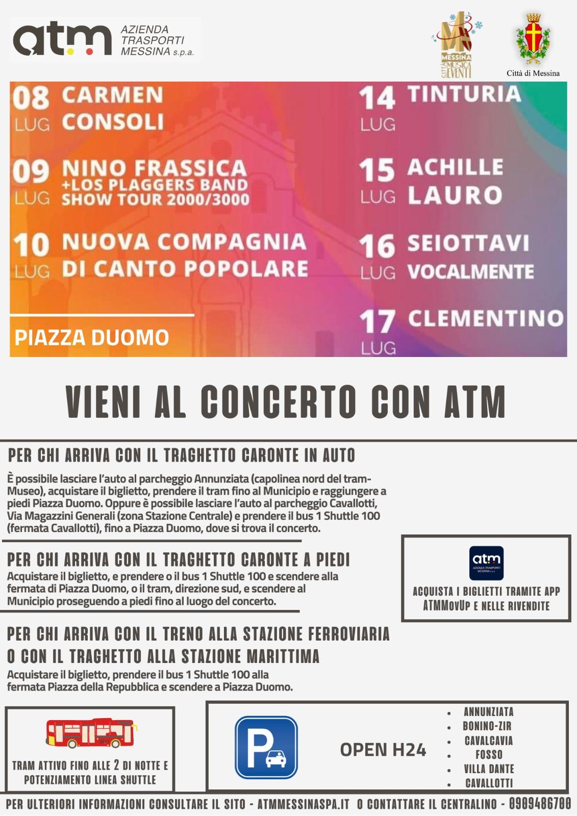 Le iniziative di ATM per i concerti estivi