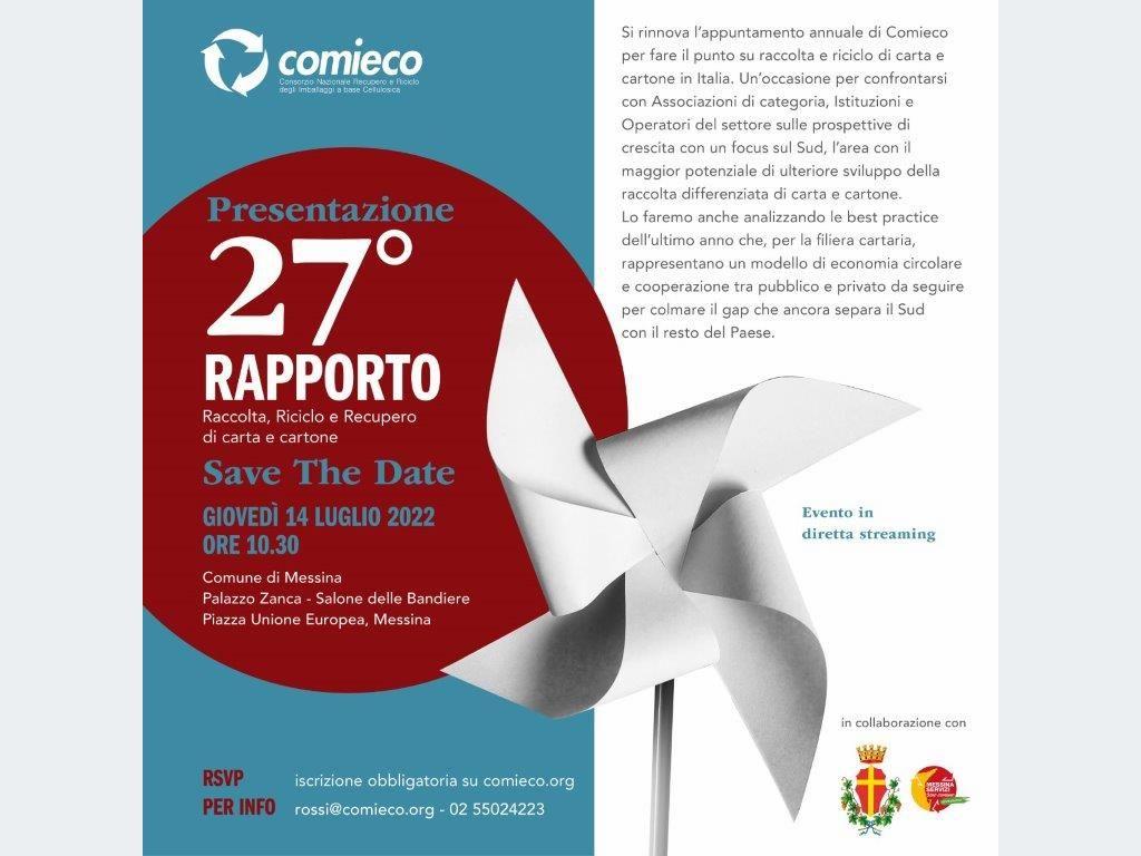 27° Rapporto dati Comieco: giovedì 14 la presentazione a Palazzo Zanca