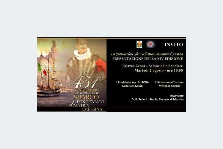 XIV edizione della Rievocazione storica dello Sbarco di Don Giovanni d’Austria ed inaugurazione della mostra "Messina tra il XIV e il XVII secolo": domani conferenza stampa a Palazzo Zanca