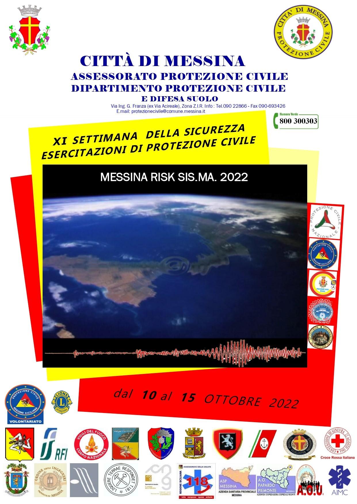 Al via da lunedì 10 la XI Edizione Settimana della Sicurezza – Esercitazioni di Protezione Civile "MESSINA RISK SIS.MA. 2022"