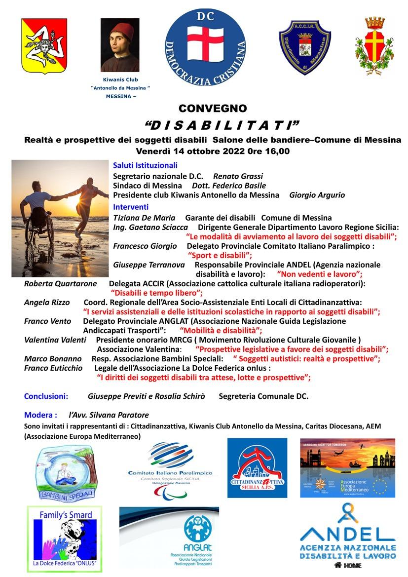 Domani a Palazzo Zanca convegno dal tema "DISABILITATI-Realtà e prospettive dei soggetti disabili"