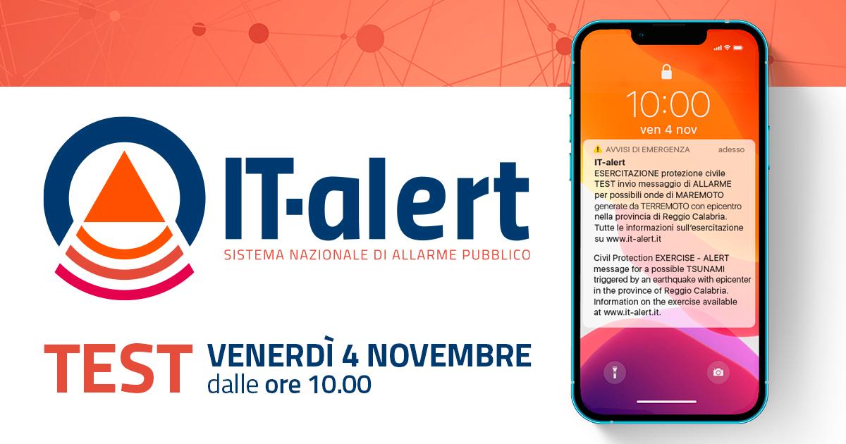 Esercitazione nazionale di protezione civile sul rischio sismico dal 4 al 6 novembre “Sisma dello Stretto 2022”: informazione sul sistema IT-alert