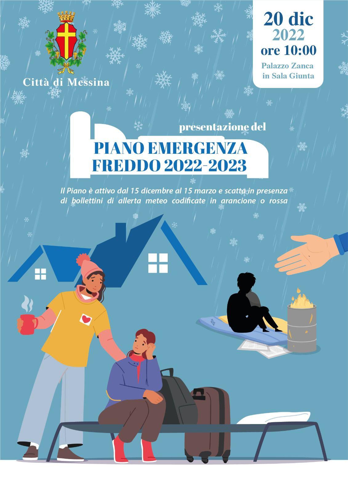 Piano Emergenza Freddo 2022-2023: domani conferenza stampa di presentazione a Palazzo Zanca