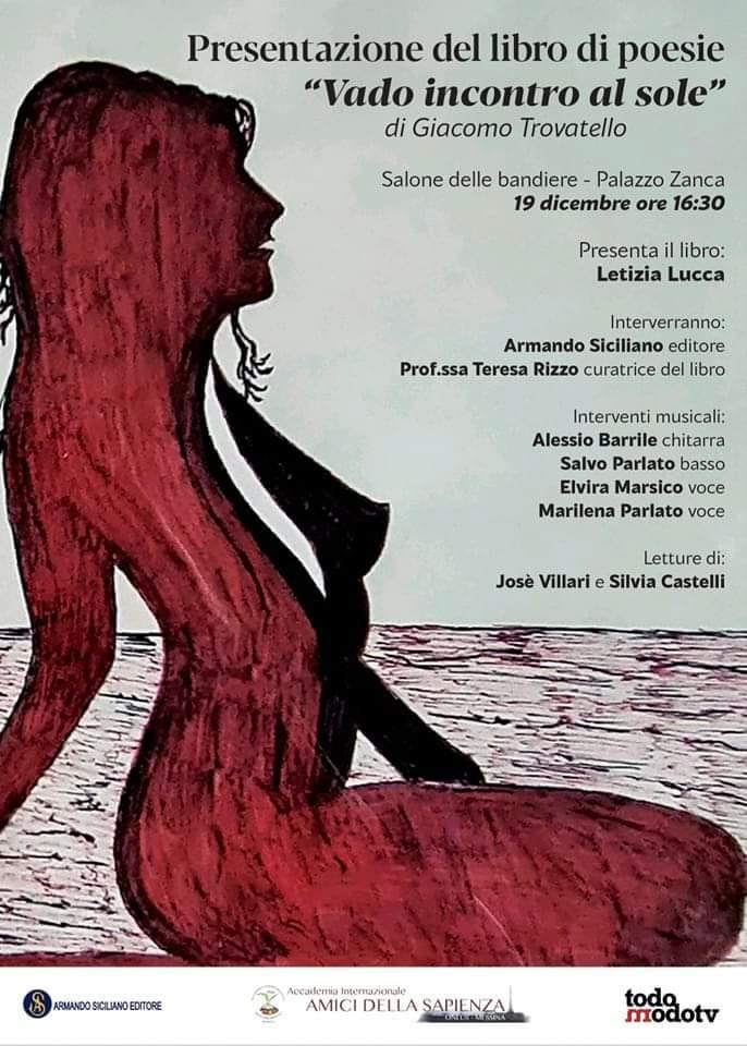 Oggi a Palazzo Zanca la presentazione del libro di poesie "Vado incontro al sole"