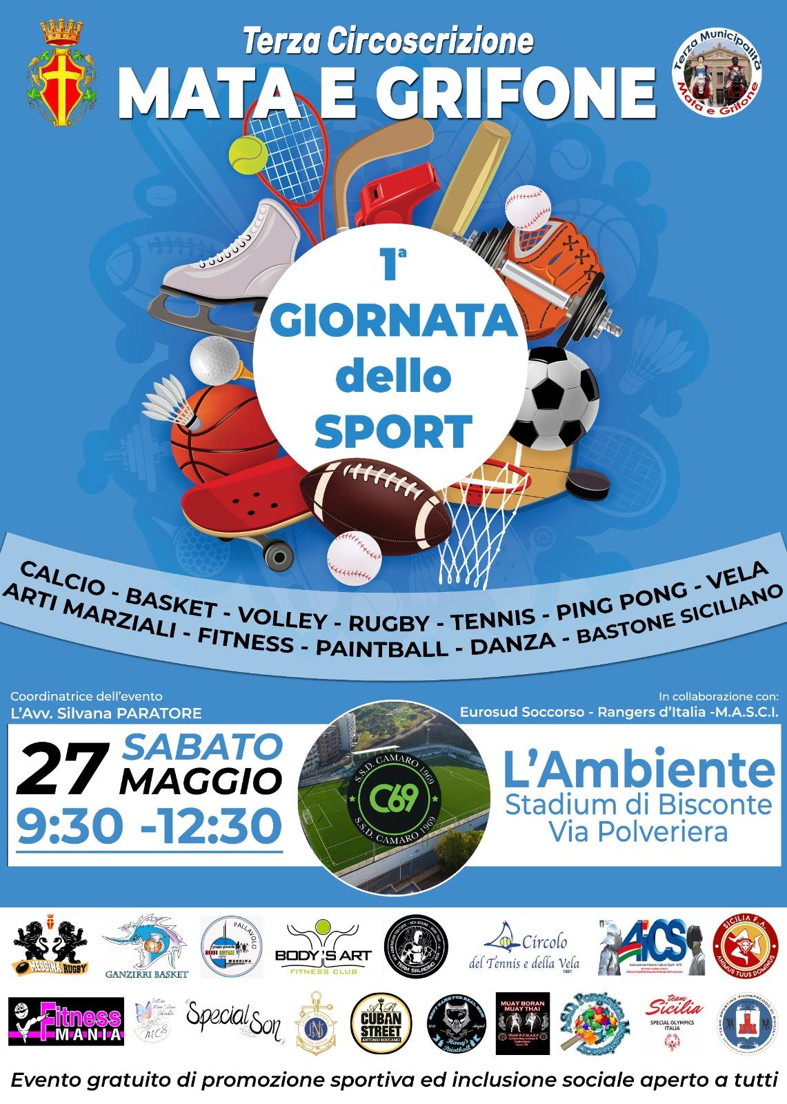 1^ Giornata dello Sport III Municipalità "Mata e Grifone": giovedì 25 conferenza stampa di presentazione presso l'Ambiente Stadium di Bisconte